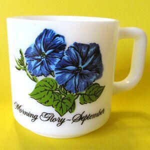 Milk glass September Birthday Morning Glory Mug
